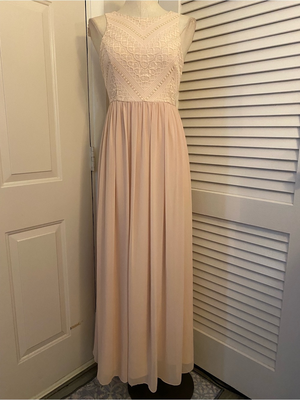 Gianni Bini Blush Lace Bodice Maxi Dress- Size 0